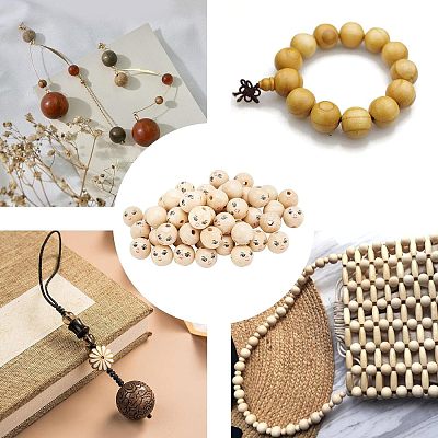 50Pcs Natural Wood Beads WOOD-FG0001-15B-1