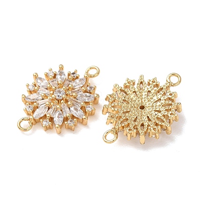 Brass Pave Clear Cubic Zirconia Connector Charms CU-CBA4579-05G-B-1