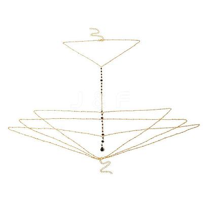 Iron & Black Glass Layered Body Chains for Women WGFBD6B-01-1