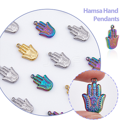 18Pcs 3 Colors 201 Stainless Steel Pendants Ion Plating(IP) STAS-DC0013-51-1