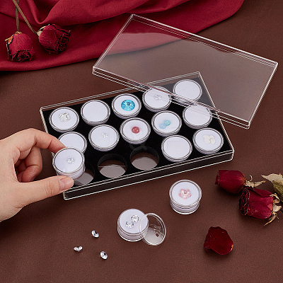 15 Slots Round Acrylic Loose Diamond Storage Boxes CON-WH0089-78B-1