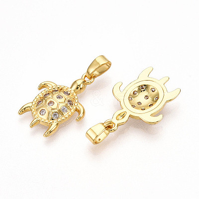 Brass Micro Pave Cubic Zirconia Pendants KK-N257-06G-1