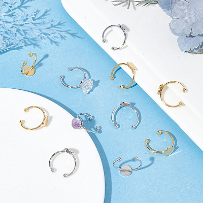 12Pcs 2 Colors Brass Open Cuff Ring Findings KK-UN0001-28-1