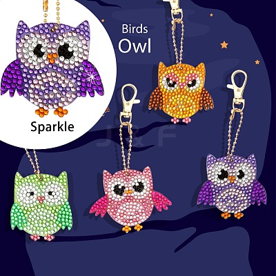 Owl DIY Diamond Painting Keychain Sets DIY-WH0163-82-1