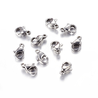 Tarnish Resistant 304 Stainless Steel Lobster Claw Clasps STAS-AB10-1