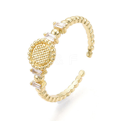 Brass Micro Pave Clear Cubic Zirconia Cuff Rings for Women KK-T070-113-1
