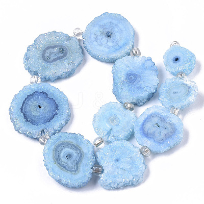 Electroplated Natural Quartz Beads Strands G-R461-04E-1