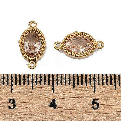 Ion Plating(IP) 304 Stainless Steel Cubic Zirconia Oval Links Connector Charms STAS-K256-22G-04-1