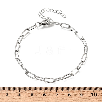 4MM 304 Stainless Steel Textured Paperclip Chain Bracelets for Man and Women SA-CBAB767-13P-1