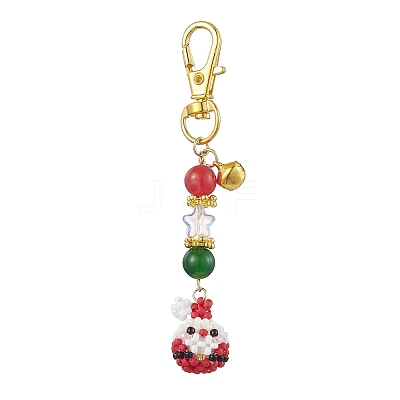 Christmas Santa Claus & Deer Handmade Glass Seed Beads Pendant Decorations HJEW-MZ00068-1