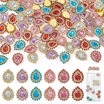 90Pcs 6 Colors Alloy Glass Cabochons FIND-TA0007-91-1