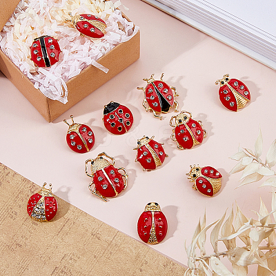 1 Bag Ladybug Enamel Pins JEWB-FH0002-56-1