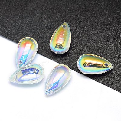 Transparent Glass Charms GLAA-H016-11K-1-1