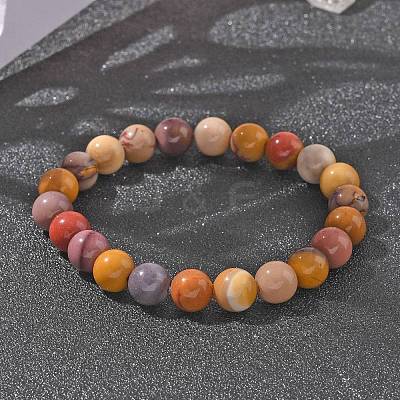 Natural Mookaite Beaded Stretch Bracelets BJEW-Q692-52-8mm-1
