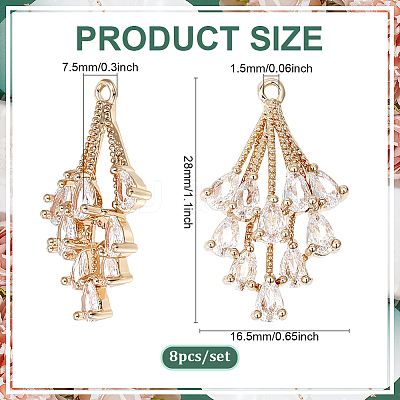 8Pcs Brass Micro Pave Cubic Zirconia Pendants KK-BC0014-68-1