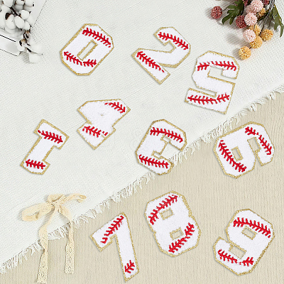 1Bag Sport Theme Number 0~9 Embroidery Cloth Iron on/Sew on Patches PATC-CY0001-65C-1