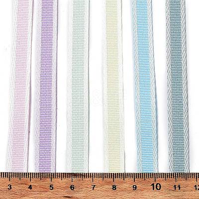 18 Yards 6 Colors Polyester Stripe Ribbon SRIB-C001-B09-1