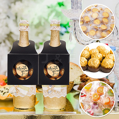 48Pcs 4 Styles Square Kraft Paper Festival Gift Storage Boxes with PVC Window and Hole Handle CON-PH0003-05A-1