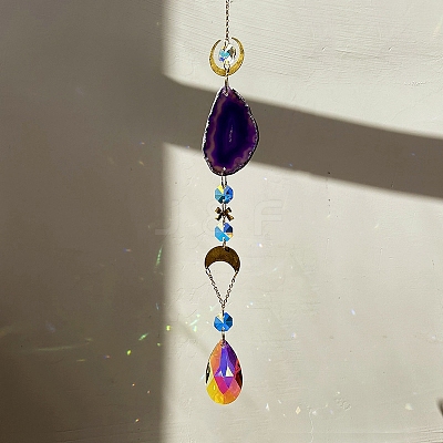 Agate Crystal Glass Sun Catcher Pendant PW-WG17544-04-1