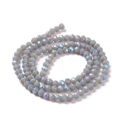 Electroplate Opaque Solid Color Glass Beads Strands EGLA-A034-P4mm-L13-1