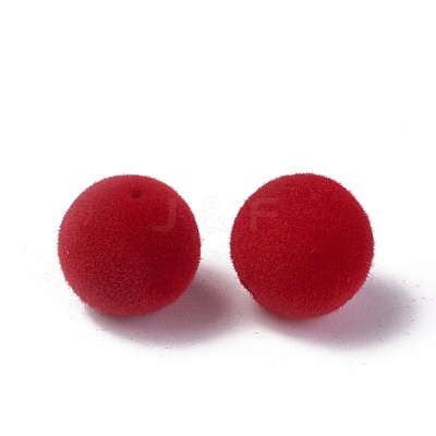 Flocky Acrylic Beads OACR-L011-C-06-1