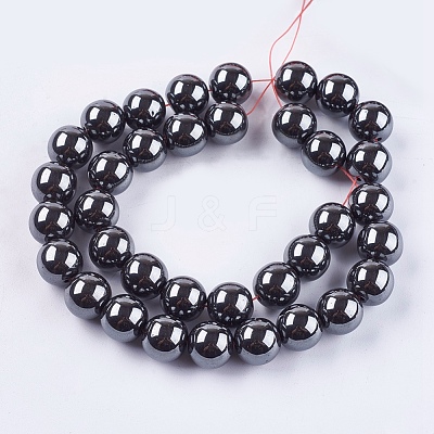 Non-Magnetic Synthetic Hematite Beads Strands G-H1624-12mm-1-1