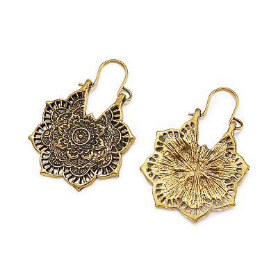 Bohemian Retro Style Alloy Dangle Hoop Earrings EJEW-TAC0003-01AG-1