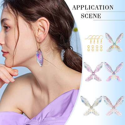 DIY Epoxy Resin Wing Pendants Dangle Earring Making Kits DIY-TA0012-37-1