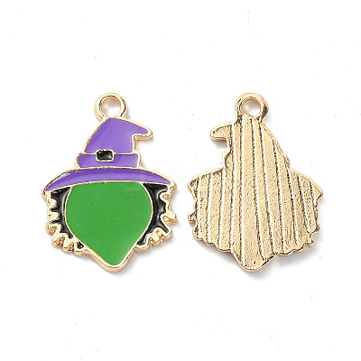 Halloween Rack Plating Alloy Enamel Pendants ENAM-P246-09KCG-1