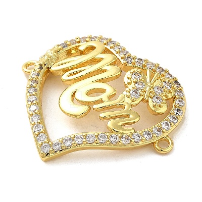 Brass Micro Pave Clear Cubic Zirconia Mama Connector Charms FIND-Z041-12D-1