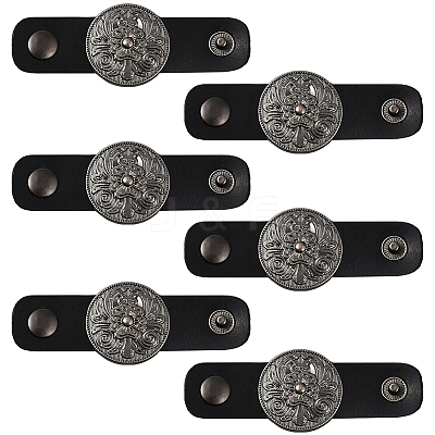 6Pcs Alloy with Imitation Leather Scarf Clips AJEW-CL0004-82C-1