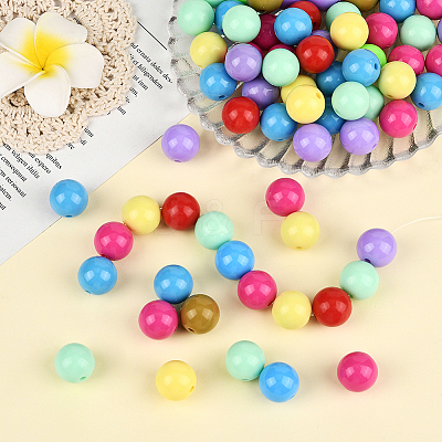 100Pcs Opaque Acrylic Beads OACR-PA0001-31B-1
