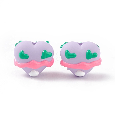 Rubberized Style Acrylic Enamel Beads OACR-I003-13A-1