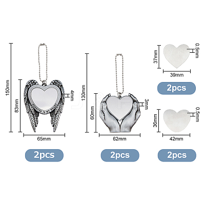 4 Sets 2 Style Zinc Alloy Heat Transfer Sublimation Blank Pendant Decorations AJEW-FH0003-32-1