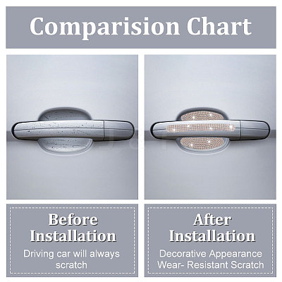 10Pcs 2 Style Car Door Handle Bling Rhinestones Stickers AJEW-GF0007-36-1
