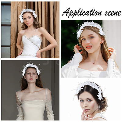 Alloy with Plastic Imitation Pearl Mesh Headpiece Cap AJEW-WH20054-127-1