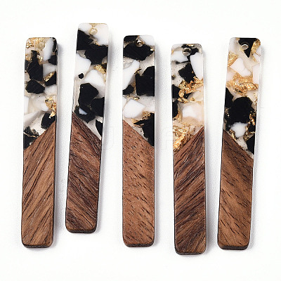 Transparent Resin & Walnut Wood Big Pendants RESI-TAC0017-70-A01-1