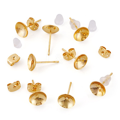 50Pcs Brass Earring Settings KK-TA0008-38A-1