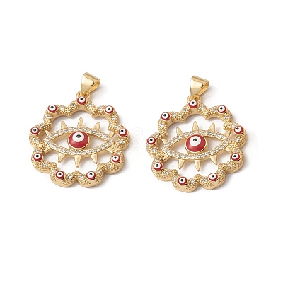 Rack Plating Brass Enamel Pendants KK-D087-27G-1