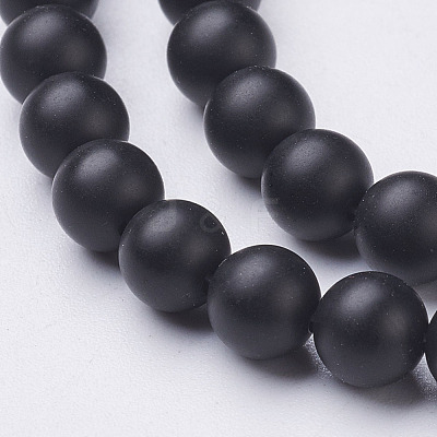 Natural Black Agate Beads Strands X-G-D543-6mm-1