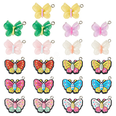 44pcs 11 styles Opaque & Transparent Resin Pendants RESI-TA0001-82-1
