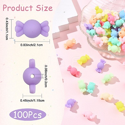 100Pcs Rubberized Style Acrylic Beads SACR-YW0002-06-1