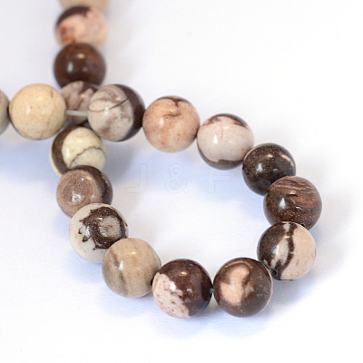 Natural Zebra Jasper Round Bead Strands X-G-E334-10mm-12-1