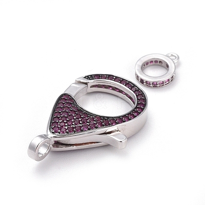 Brass Micro Pave Cubic Zirconia Lobster Claw Clasps ZIRC-K081-95P-03-1