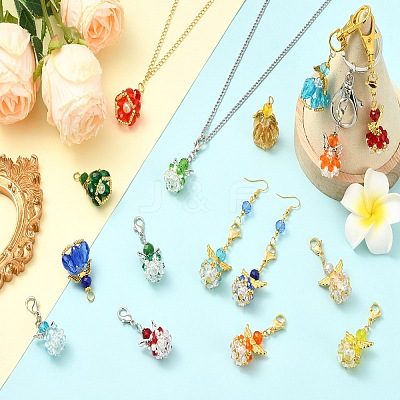 20Pcs 10 Colors Faceted Glass Pendants PALLOY-SZ00011-1