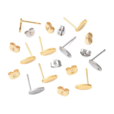 16Pcs 2 Colors 201 Stainless Steel Stud Earring Findings with Hole EJEW-FS0001-19-1