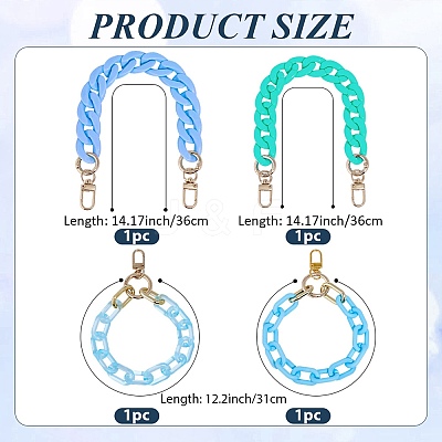 4Pcs 4 Colors Acrylic & Plastic Chain Bag Handles AJEW-BM0001-11A-1