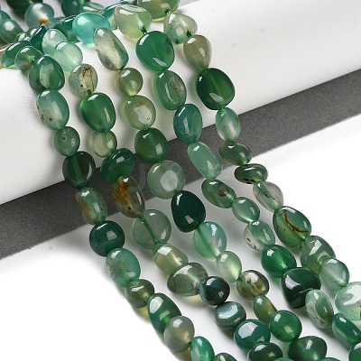Natural Green Onyx Agate(Dyed & Heated) Beads Strands G-P497-01C-30-1