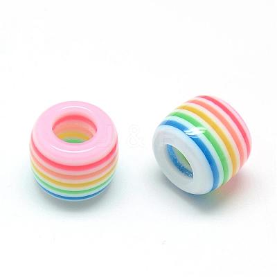 Opaque Stripe Resin European Beads RESI-S344-08-1
