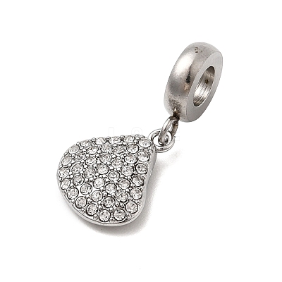 304 Stainless Steel Crystal Rhinestone Sea Animal European Dangle Charms STAS-D153-02B-P-1
